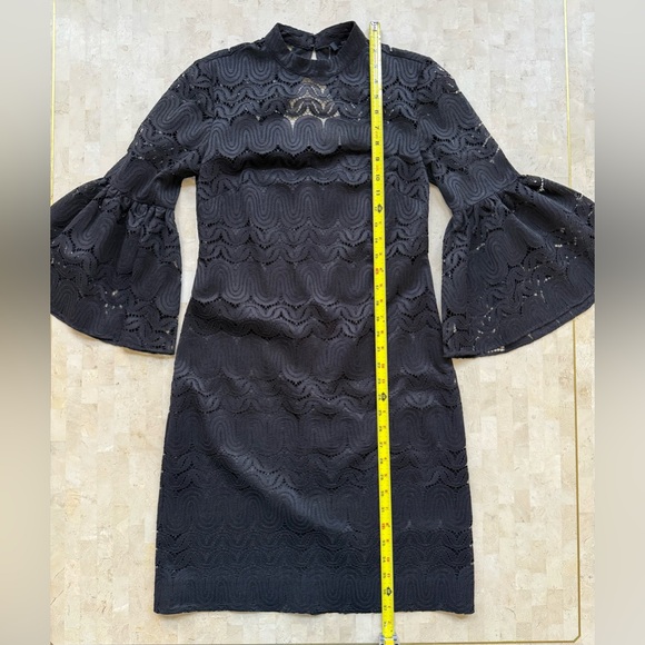 Trina Turk Lace Bell sleeve Black dress Formal fairy goth Size 0 - Picture 3 of 7